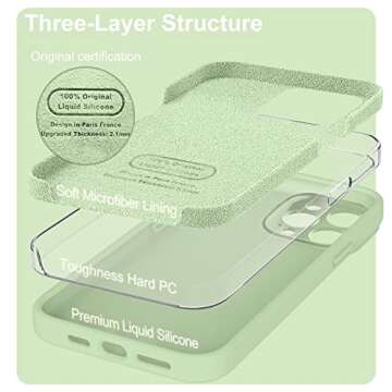 Ktele iPhone 14 Pro Case - AB-Grade Liquid Silicone, Four Corner Airbags, Soft Microfiber Lining, All-Round Camera Protection - Matcha
