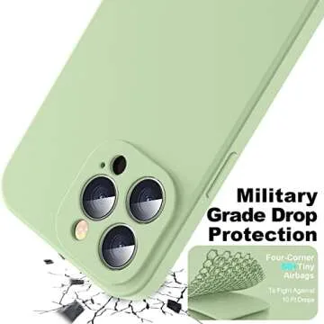 Ktele iPhone 14 Pro Case - AB-Grade Liquid Silicone, Four Corner Airbags, Soft Microfiber Lining, All-Round Camera Protection - Matcha