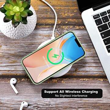 Ktele iPhone 14 Pro Case - AB-Grade Liquid Silicone, Four Corner Airbags, Soft Microfiber Lining, All-Round Camera Protection - Matcha