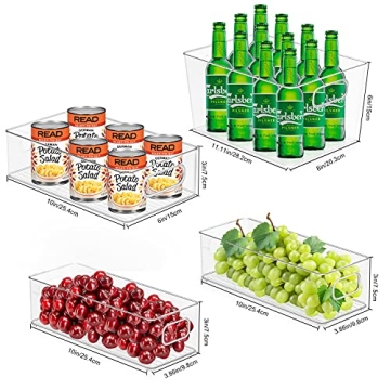 Refrigerator Organizer Bins Set of 4 for Kitchen Storage