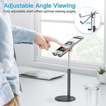 Cell Phone Stand, OMOTON Angle Height Adjustable Phone Stand, Aluminum Desktop Phone Holder Dock Sta...