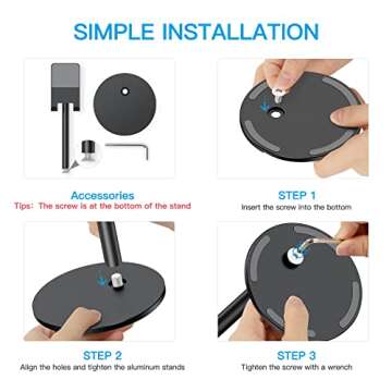 Cell Phone Stand, OMOTON Angle Height Adjustable Phone Stand, Aluminum Desktop Phone Holder Dock Stand for Desk, Compatible with iPhone 13/Mini/Pro/Max, All Smartphones and Tablets(4-11''),Black