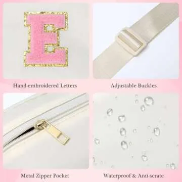 YOOLIFE Customized Gifts for Women, Gifts for Mom, Birthday Gifts for Mom from Daughter or Son, Mom Birthday Gifts, Beige Initial Crossbody Bag Belt Bag H