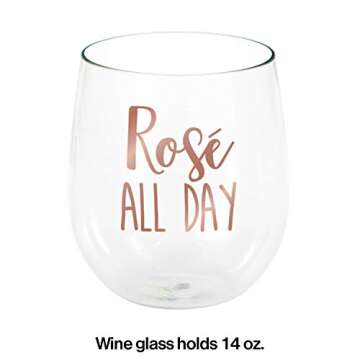 Creative Converting Rosé All Day Plastic Stemless Wine Glasses, 6 ct