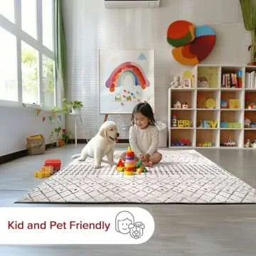 nuLOOM 5' x 8' Indoor Performance Area Rug, Stain-Resistnat, Pet and Kid Friendly, Durable, High-Traffic, Zola ivory/grey