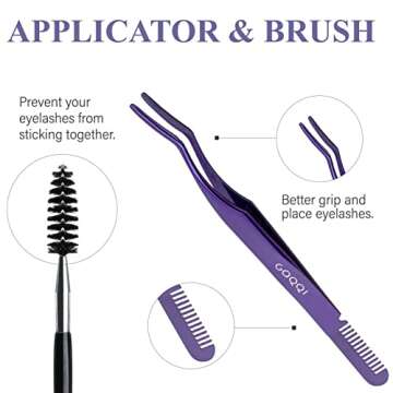 GAQQI DIY Eyelash Extension Kit, 28 Clusters Volume Lashes Set， Individual Lashes Kit, C Curl Lashes with Glue and Applicator, At Home Eyelash Extension 12and14mm Mixed Length Lashes (Fluffy-KIT)