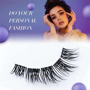 GAQQI DIY Eyelash Extension Kit, 28 Clusters Volume Lashes Set， Individual Lashes Kit, C Curl Lashes with Glue and Applicator, At Home Eyelash Extension 12and14mm Mixed Length Lashes (Fluffy-KIT)