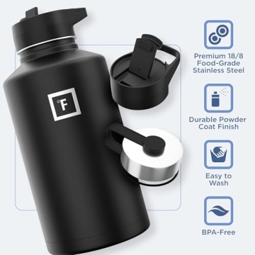 iron flask insulated water bottle with 3 lids