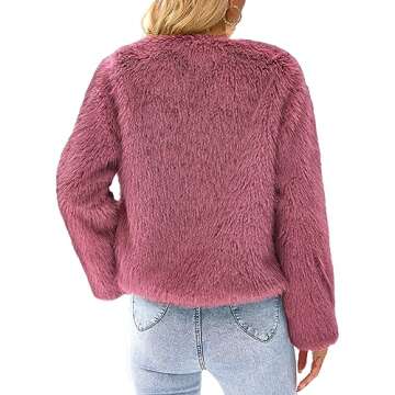 PRETTYGARDEN Women's 2024 Winter Coats Fleece Cropped Jacket Faux Fur Long Sleeve Pockets Shaggy War...