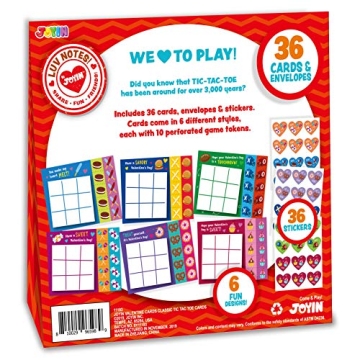 JOYIN 36 Pack Valentines Day Tic Tac Toe Cards for Kids
