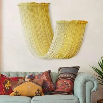 Jakalin Macrame Wall Hanging Yellow Dip Dyed Yarn Art