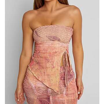 ROAONOCOMO Women Two Piece Skirt Set Sexy Slim Fit Crop Top Low Waist Bodycon Mini Skirts 2 Pc Party...