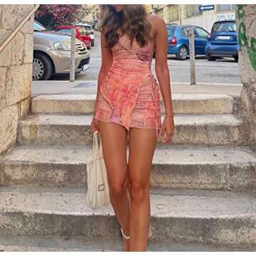 ROAONOCOMO Women Two Piece Skirt Set Sexy Crop Top Outfit