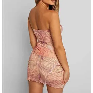 ROAONOCOMO Women Two Piece Skirt Set Sexy Crop Top Outfit