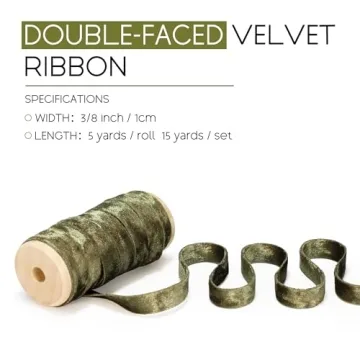 Keypan Velvet Green Ribbon Double-Sided Handmade Ribbon