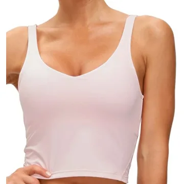 Women’s Longline Sports Bra Wirefree Padded Medium Support Yoga Bras Gym Running Workout Tank Tops