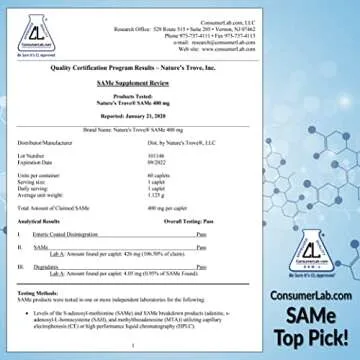 Nature's Trove SAM-e 400mg 90 Enteric Coated Caplets. Vegan, Kosher, Non-GMO Project Verified, Soy Free, Gluten Free - Cold Form Blister Packed.