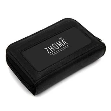 ZHOMA RFID Blocking Genuine Leather Credit Card Case Holder Security Travel Wallet - Black
