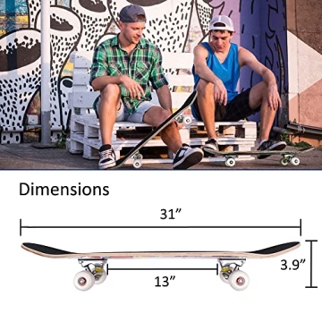 CAPARK 31 Inch Complete Skateboard for All Ages