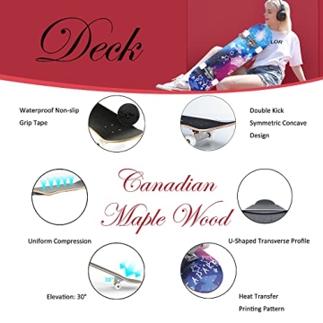 CAPARK 31 Inch Complete Skateboard for All Ages