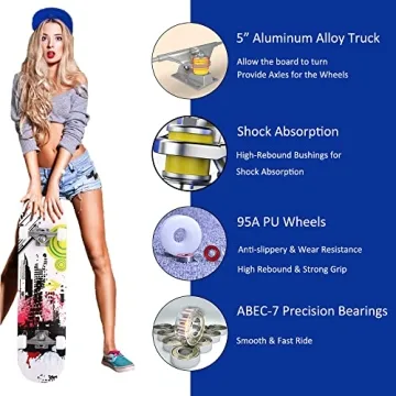 CAPARK 31 Inch Complete Skateboard for All Ages