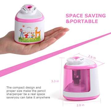Pencil Sharpeners Battery Powered Automatic- Electric Pencil Sharpener Handheld Heavy Duty for No.2/Colored Pencils(6-8mm), Pencil sharpeners Manual School/Artists/Kids/Classroom/Office/Home (Pink)