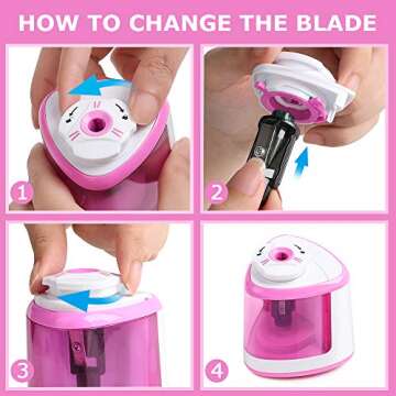 Pencil Sharpeners Battery Powered Automatic- Electric Pencil Sharpener Handheld Heavy Duty for No.2/Colored Pencils(6-8mm), Pencil sharpeners Manual School/Artists/Kids/Classroom/Office/Home (Pink)