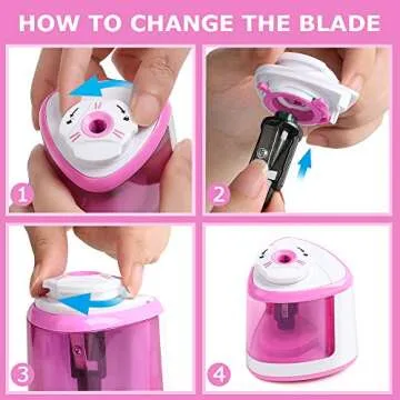 Pencil Sharpeners Battery Powered Automatic- Electric Pencil Sharpener Handheld Heavy Duty for No.2/Colored Pencils(6-8mm), Pencil sharpeners Manual School/Artists/Kids/Classroom/Office/Home (Pink)