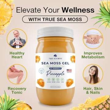 TrueSeaMoss Wildcrafted Irish Sea Moss Gel - Made with Dried Seaweed & Fresh Sea Vegetables, Seamoss- Made in USA (Pineapple, Pack of 1)