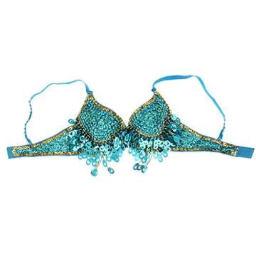 misppro Women's Top Bra Belly Dance Hip Dancer Costume Dancewear Dancing Costume - Blue