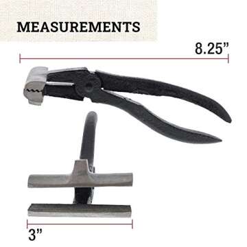U.S. Art Supply Iron Canvas Pliers, Dual Design with Hammer & Jaw Gripper