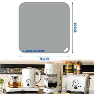 Heat Resistant Mat for Air Fryer Anti-slip mat for kitchen appliances, 1 Pcs Kitchen Countertop Heat Protector Mat Kitchen Hot Pads for Ninja Foodi Air Fryer, Coffee Maker(grey 14x14inch)