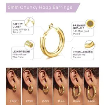 Stunning WOWSHOW 14k Gold Plated Hoop Earrings for Women
