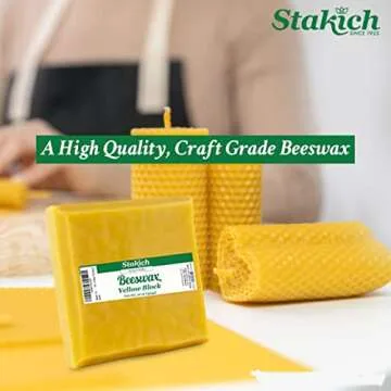 Premium Stakich Yellow Beeswax Block for Crafting