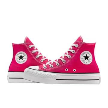Converse Women's Chuck Taylor All Star Lift Platform Sneakers, Cerise Pink/White/Black, 7 Medium US