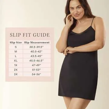 Jones New York womens Silky Smooth 35" Spaghetti Strap W/ Lace Neckline Full Slip, Black, Large US