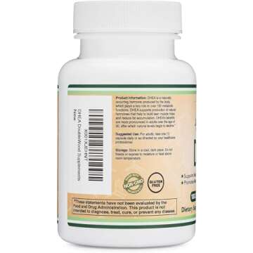 DHEA 100mg | 180 Capsules | Max Strength 6 Month Supply | Third Party Tested | Hormone Balance & Healthy Aging by Double Wood
