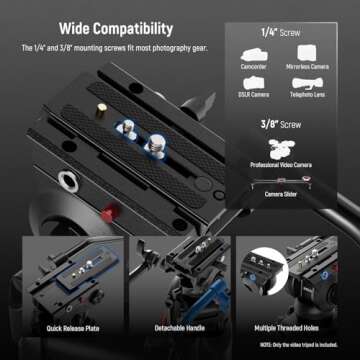 NEEWER Basic 74" Video Tripod with Fluid Head