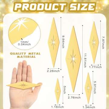 Yaocom 5 Pieces Midcentury Modern Vintage Style Starburst Metal Wall Decor Mid Century Modern Elegan...