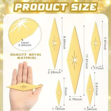 Yaocom 5 Pieces Midcentury Modern Vintage Style Starburst Metal Wall Decor Mid Century Modern Elegan...