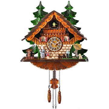 Kintrot Cuckoo Clock Traditional Chalet Black Forest House Clock Handcrafted Wooden Wall Pendulum Qu...