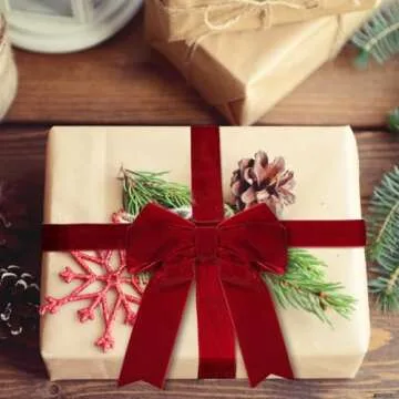 4 Rolls Christmas Vintage Velvet Ribbon 4 Sizes Khaki Velvet Ribbon Total 40 Yards Satin Velvet Ribb...