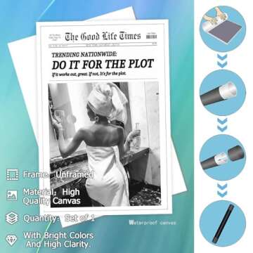 Do It For The Plot:Black And White Posters Wall Art Sexy Woman With Whiskey In Bathroom Wall Decor-N...