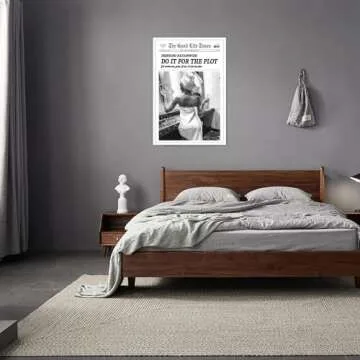 Do It For The Plot:Black And White Posters Wall Art Sexy Woman With Whiskey In Bathroom Wall Decor-Newspaper Canvas Prints-Retro Disco Wall Painting For Dorm Living Room Bar Cart 12x16in Unframed