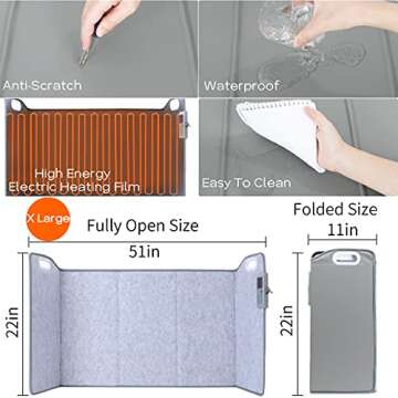 Portable Space Heater for Office and Home, Foldable, Quiet Floor Foot Warmer Under Desk for Leg and Feet, Personal Electric Panel Space Heater with Thermostat and Timer, with Auto Shut Off