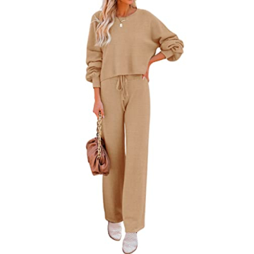 Ekouaer Cozy Off Shoulder 2 Piece Knit Sets for Women