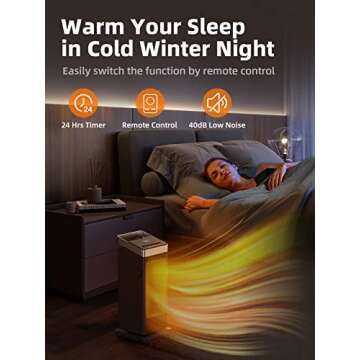 BREEZOME Space Heater, 1500W Fast Heating Heater for Indoor Use, Portable Ceramic Electric Heaters for Home with Thermostat, 90° Oscillating, Remote