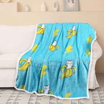Soft Catalonia Banana Cat Sherpa Blanket for All Ages