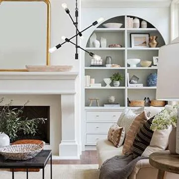 Dolaimi House 6 Lights Mid Century Industrial Oil Rubbed Bronze Light Modern Sputnik Chandelier Semi Flush Mount Ceiling Pendant Lighting for Dining Room Restaurant Kitchen Living Room