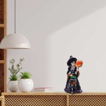 Comfy Hour Fairyland Collection 8"", Witch from The Day of The Dead, La Calavera Catrina, Día de Muertos, Halloween Figurine, Halloween Sugar Skull Decor, Polyresin